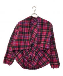 tricot COMME des GARCONS（トリココムデギャルソン）の古着「ウール縮絨チェックジャケット」｜レッド×ピンク