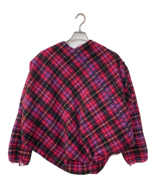 tricot COMME des GARCONS（トリココムデギャルソン）tricot COMME des GARCONS (トリココムデギャルソン) ウール縮絨チェックジャケット レッド×ピンク サイズ:Mの古着・服飾アイテム