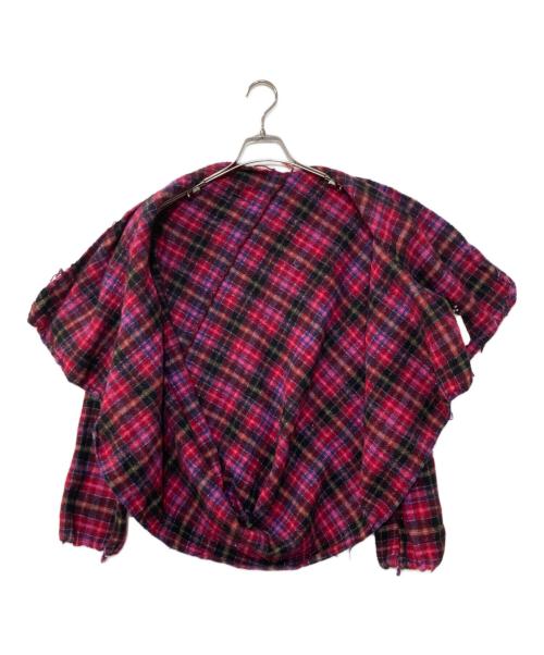 tricot COMME des GARCONS（トリココムデギャルソン）tricot COMME des GARCONS (トリココムデギャルソン) ウール縮絨チェックジャケット レッド×ピンク サイズ:Mの古着・服飾アイテム