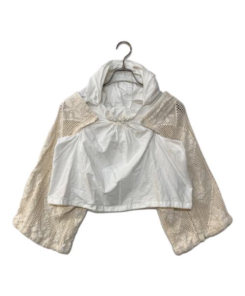 COMME des GARCONS（コムデギャルソン）COMME des GARCONS (コムデギャルソン) レーススリーブ フーデットブラウス ホワイト サイズ:SSの古着・服飾アイテム