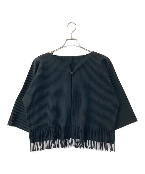 me ISSEY MIYAKE（ミーイッセイ ミヤケ）me ISSEY MIYAKE (ミーイッセイ ミヤケ) フリンジ プリーツブラウス グレー サイズ:-の古着・服飾アイテム