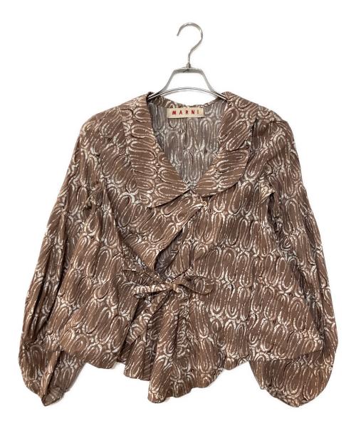 MARNI（マルニ）MARNI (マルニ) 総柄ブラウス ブラウン サイズ:38の古着・服飾アイテム