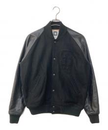 SWAGGER（スワッガー）の古着「レザー切替スタジャン」｜ブラック