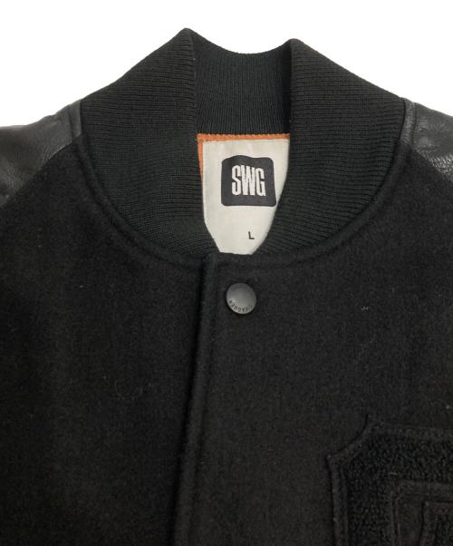 SWAGGER（スワッガー）SWAGGER (スワッガー) レザー切替スタジャン ブラック サイズ:Lの古着・服飾アイテム