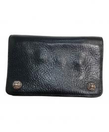 CHROME HEARTS（クロムハーツ）の古着「2ZIP ウォレット/2ジップウォレット/クロスボールボタン フラップレザーウォレット」｜ブラック