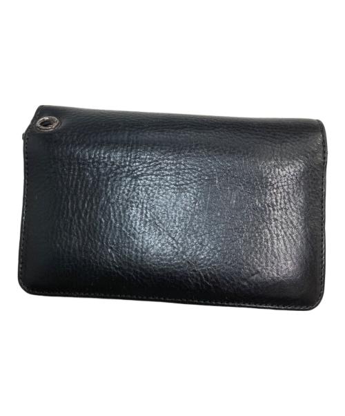 CHROME HEARTS（クロムハーツ）CHROME HEARTS (クロムハーツ) 2ZIP ウォレット/2ジップウォレット/クロスボールボタン フラップレザーウォレット ブラックの古着・服飾アイテム