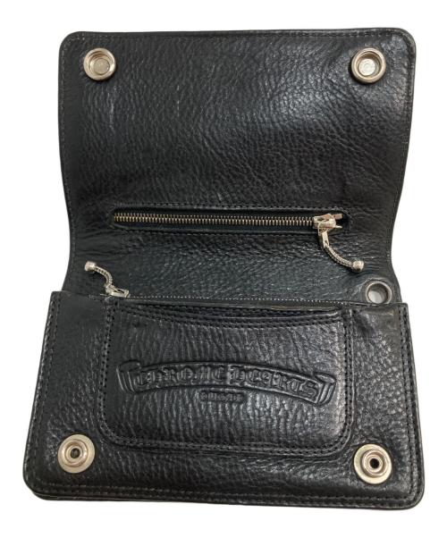CHROME HEARTS（クロムハーツ）CHROME HEARTS (クロムハーツ) 2ZIP ウォレット/2ジップウォレット/クロスボールボタン フラップレザーウォレット ブラックの古着・服飾アイテム
