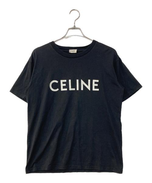 CELINE（セリーヌ）CELINE (セリーヌ) ロゴプリント ルーズTシャツ / コットンジャージー ブラック サイズ:Sの古着・服飾アイテム