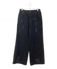 AFB（エーエフビー）の古着「PATCHED DENIM PANTS」｜ブラック