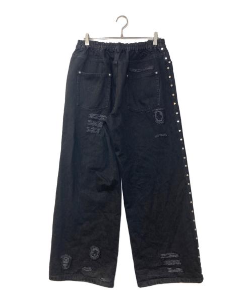 AFB（エーエフビー）AFB (エーエフビー) PATCHED DENIM PANTS ブラック サイズ:Lの古着・服飾アイテム