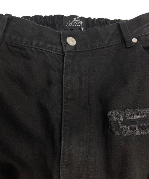 AFB（エーエフビー）AFB (エーエフビー) PATCHED DENIM PANTS ブラック サイズ:Lの古着・服飾アイテム