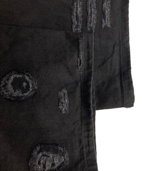AFB（エーエフビー）AFB (エーエフビー) PATCHED DENIM PANTS ブラック サイズ:Lの古着・服飾アイテム