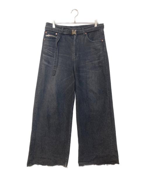 sacai（サカイ）sacai (サカイ) Wide Denim Pants ワイドデニムパンツ ブラック サイズ:3の古着・服飾アイテム