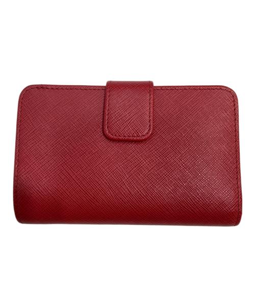 PRADA（プラダ）PRADA (プラダ) SAFFIANO TRIANGOLO 二つ折り財布 レッドの古着・服飾アイテム