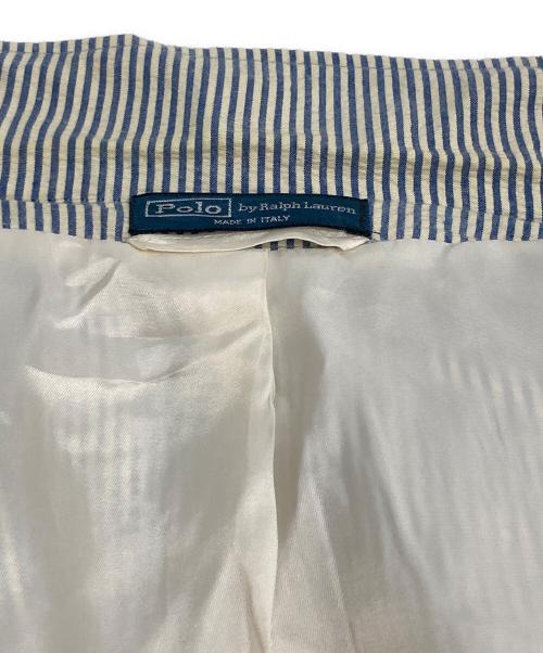 POLO RALPH LAUREN（ポロ・ラルフローレン）POLO RALPH LAUREN (ポロ・ラルフローレン) シアサッカー テーラードジャケット ホワイト×ブルー サイズ:40Rの古着・服飾アイテム