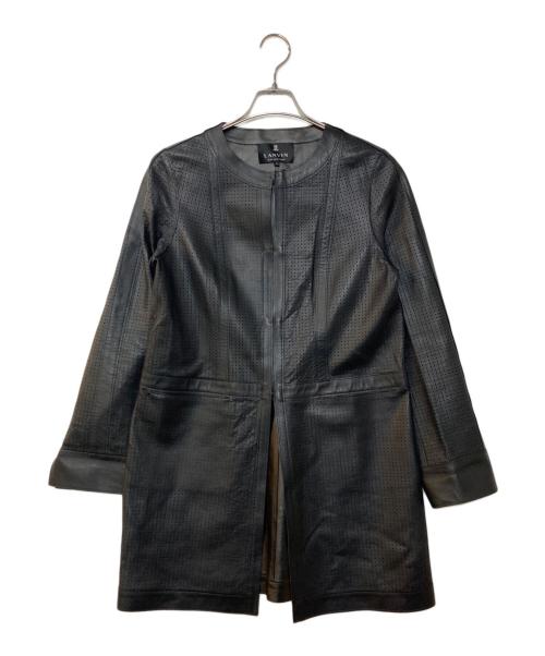 LANVIN COLLECTION（ランバンコレクション）LANVIN COLLECTION (ランバンコレクション) パンチングレザーコート ブラック サイズ:40の古着・服飾アイテム