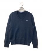 FRED PERRYフレッドペリー）の古着「V Neck Ribbed Sweatshirt Vネックリブスウェットシャツ」｜ネイビー