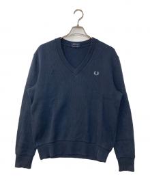 FRED PERRY（フレッドペリー）の古着「V Neck Ribbed Sweatshirt Vネックリブスウェットシャツ」｜ネイビー