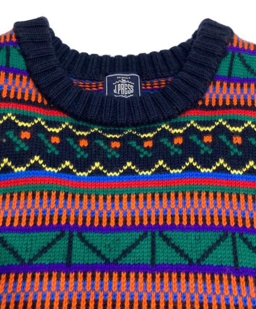 J.PRESS（ジェイプレス）J.PRESS (ジェイプレス) 総柄ニットベスト マルチカラー サイズ:Mの古着・服飾アイテム