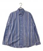 CAHLUMNカウラム）の古着「Magazine Pocket Chain Stitch Shirt」｜ブルー