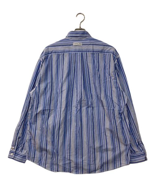 CAHLUMN（カウラム）CAHLUMN (カウラム) Magazine Pocket Chain Stitch Shirt ブルー サイズ:Lの古着・服飾アイテム