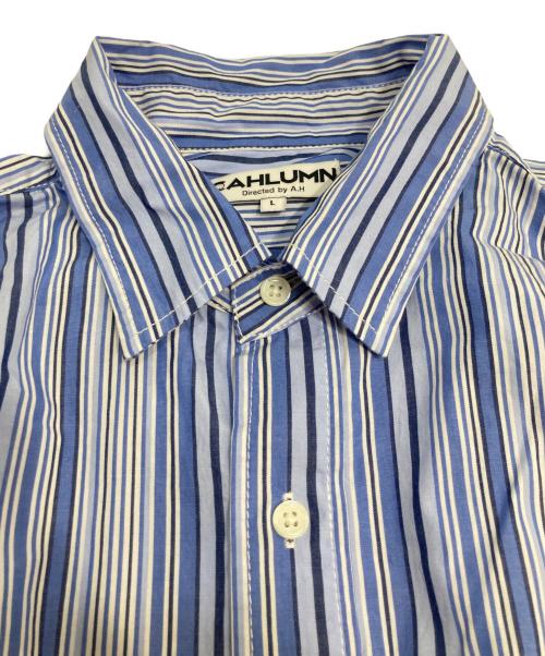CAHLUMN（カウラム）CAHLUMN (カウラム) Magazine Pocket Chain Stitch Shirt ブルー サイズ:Lの古着・服飾アイテム