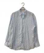 Caleカル）の古着「ウォーターツイストリネンシャツ/water twisted linen gingham check shirts」｜ブルー