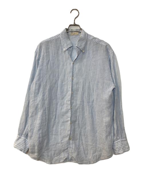 Cale（カル）Cale (カル) ウォーターツイストリネンシャツ/water twisted linen gingham check shirts ブルー サイズ:3の古着・服飾アイテム
