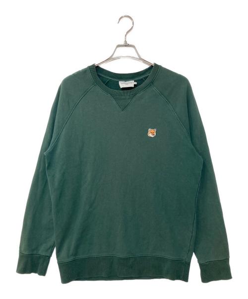 maison kitsune（メゾンキツネ）maison kitsune (メゾンキツネ) フォックスヘッド クルーネックスウェット グリーン サイズ:Lの古着・服飾アイテム