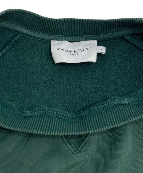 maison kitsune（メゾンキツネ）maison kitsune (メゾンキツネ) フォックスヘッド クルーネックスウェット グリーン サイズ:Lの古着・服飾アイテム