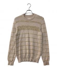 Maison Margiela（メゾンマルジェラ）の古着「モヘヤ混ボーダーニット」｜ベージュ