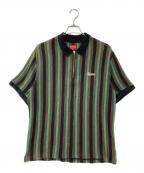 SUPREMEシュプリーム）の古着「Open Knit Stripe Zip Polo」｜ブラック×グリーン