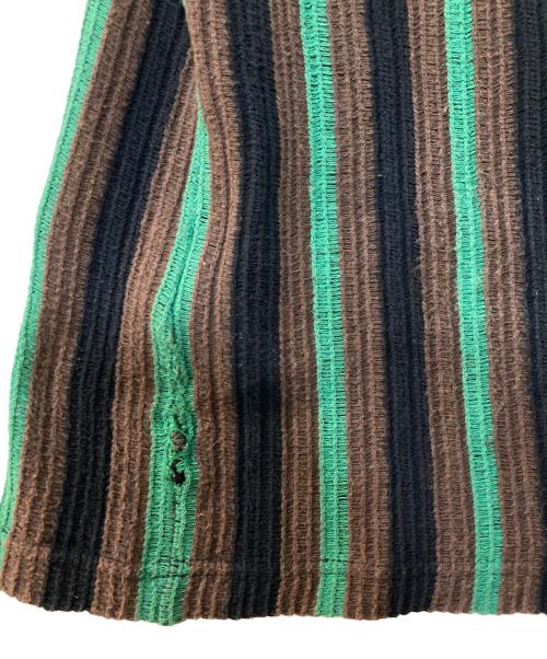 SUPREME（シュプリーム）Supreme (シュプリーム) Open Knit Stripe Zip Polo ブラック×グリーン サイズ:Lの古着・服飾アイテム