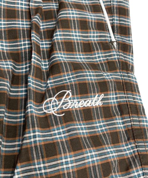 BREATH（ブレス）BREATH (ブレス) SCRIPT LOGO CHECK PIPNG PANTS スクリプトロゴ チェック パイピング パンツ ブラウン サイズ:Sの古着・服飾アイテム