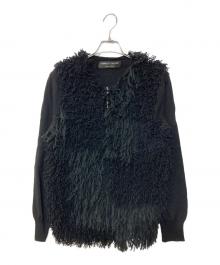 COMME des GARCONS HOMME PLUS（コムデギャルソンオムプリュス）の古着「ジップアップ フリンジ カーディガン」｜ブラック
