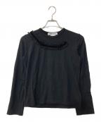 COMME des GARCONS COMME des GARCONSコムデギャルソン コムデギャルソン）の古着「ウール フリル リボン装飾 クルーネックニット」｜ブラック