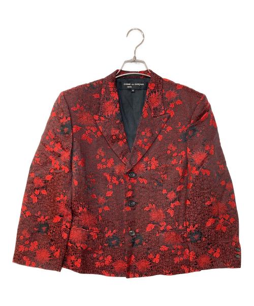 COMME des GARCONS NOIR（コムデギャルソン ノワール）COMME des GARCONS NOIR (コムデギャルソン ノワール) 総柄テーラードジャケット レッド×ブラック サイズ:Mの古着・服飾アイテム