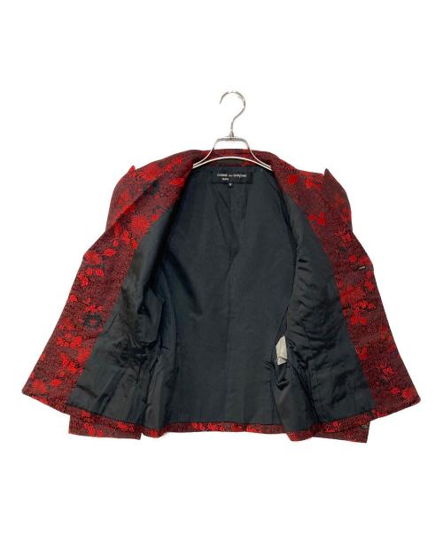 COMME des GARCONS NOIR（コムデギャルソン ノワール）COMME des GARCONS NOIR (コムデギャルソン ノワール) 総柄テーラードジャケット レッド×ブラック サイズ:Mの古着・服飾アイテム