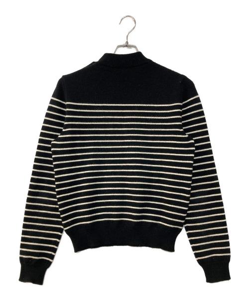 CELINE（セリーヌ）CELINE (セリーヌ) 'marin' sweater in wool ショルダーボタンボーダーニット ホワイト×ブラック サイズ:Sの古着・服飾アイテム