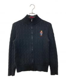 POLO RALPH LAUREN（ポロ・ラルフローレン）の古着「ポロベアジップアップニット」｜ブラック
