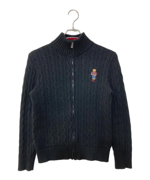 POLO RALPH LAUREN（ポロ・ラルフローレン）POLO RALPH LAUREN (ポロ・ラルフローレン) ポロベアジップアップニット ブラック サイズ:L(キッズ規格)の古着・服飾アイテム