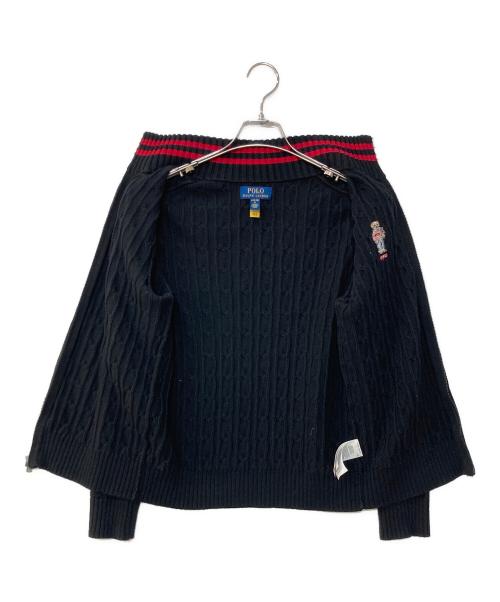 POLO RALPH LAUREN（ポロ・ラルフローレン）POLO RALPH LAUREN (ポロ・ラルフローレン) ポロベアジップアップニット ブラック サイズ:L(キッズ規格)の古着・服飾アイテム