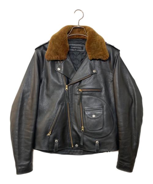 NUMERODUE（ヌメロドゥエ）NUMERODUE (ヌメロドゥエ) ムートンレザージャケット ブラック サイズ:50の古着・服飾アイテム