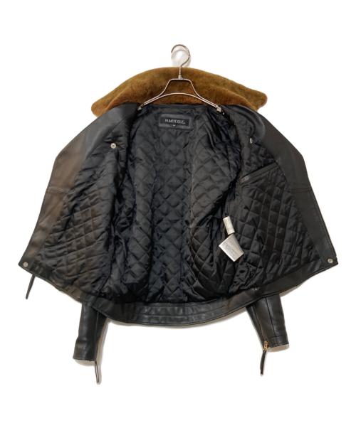 NUMERODUE（ヌメロドゥエ）NUMERODUE (ヌメロドゥエ) ムートンレザージャケット ブラック サイズ:50の古着・服飾アイテム
