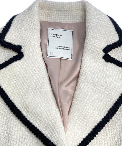 HER LIP TO（ハーリップトゥ）Her lip to (ハーリップトゥ) Wool-Blend Cropped Tweed Blazer アイボリー サイズ:Mの古着・服飾アイテム