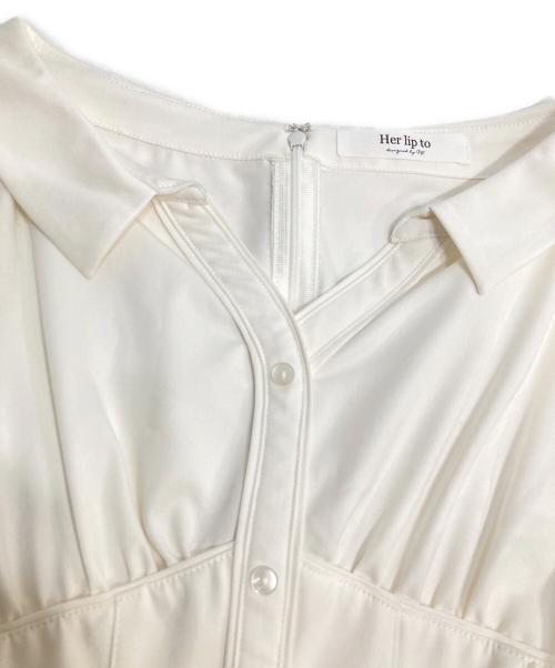 HER LIP TO（ハーリップトゥ）Her lip to (ハーリップトゥ) Pleated Open Shirt Dress ホワイト サイズ:Sの古着・服飾アイテム