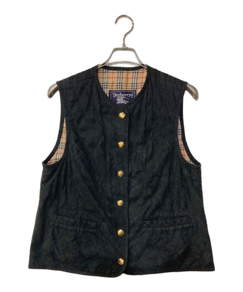 Burberry's（バーバリーズ）Burberry's (バーバリーズ) 金ボタン 裏ノバチェック キルティングベスト ブラック サイズ:40の古着・服飾アイテム