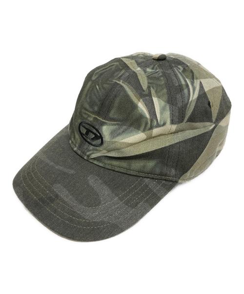 DIESEL（ディーゼル）DIESEL (ディーゼル) C-KADER Camo baseball cap with creased print グリーンの古着・服飾アイテム