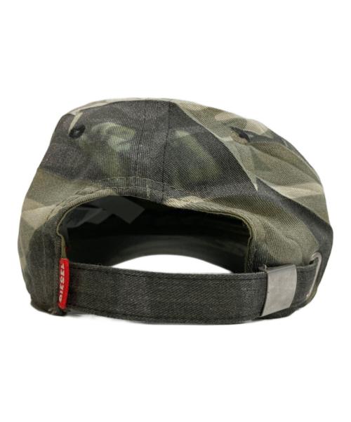 DIESEL（ディーゼル）DIESEL (ディーゼル) C-KADER Camo baseball cap with creased print グリーンの古着・服飾アイテム