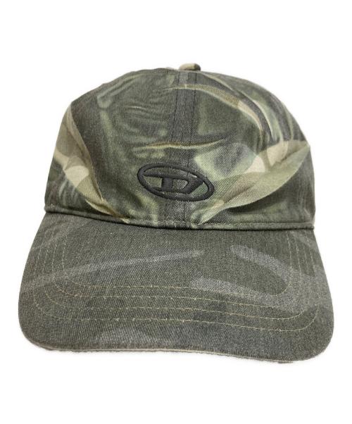 DIESEL（ディーゼル）DIESEL (ディーゼル) C-KADER Camo baseball cap with creased print グリーンの古着・服飾アイテム